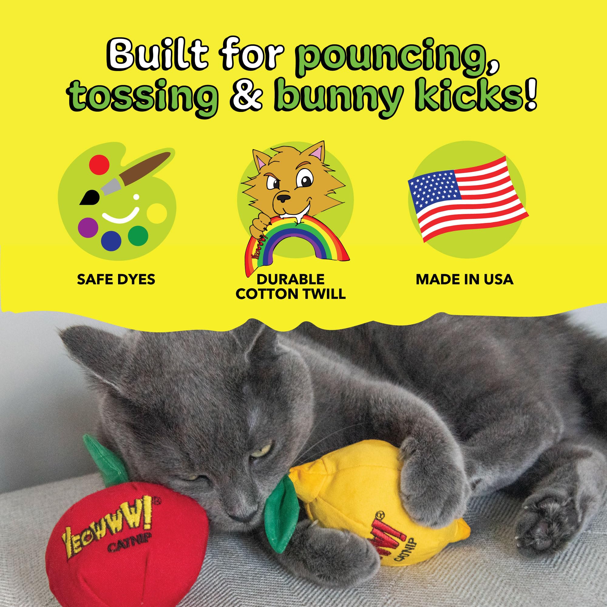 Amazon.com: Yeowww! Catnip Apple Cat Toy - 4 in toy for cats with